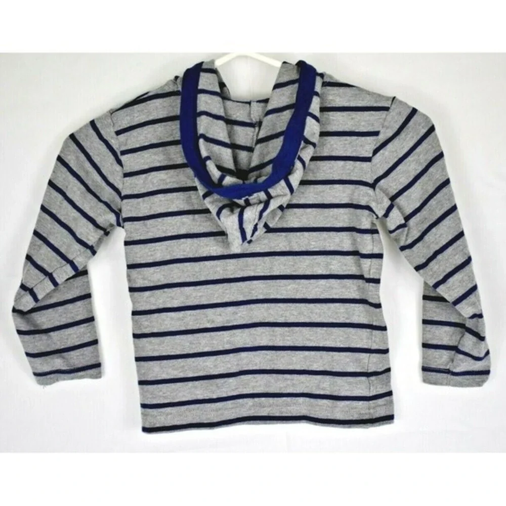 GYMBOREE kids HOODIE grey/navy striped front pocket lightweight toddler - SIZE 5